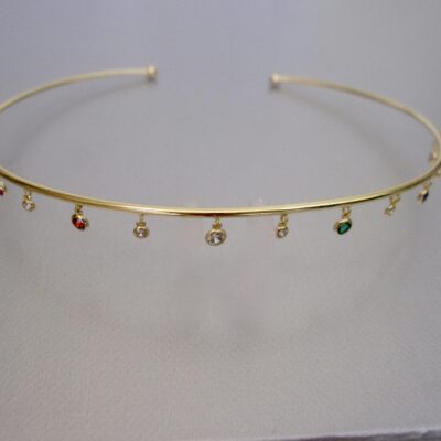 Choker Gold dipped multicolor CZ