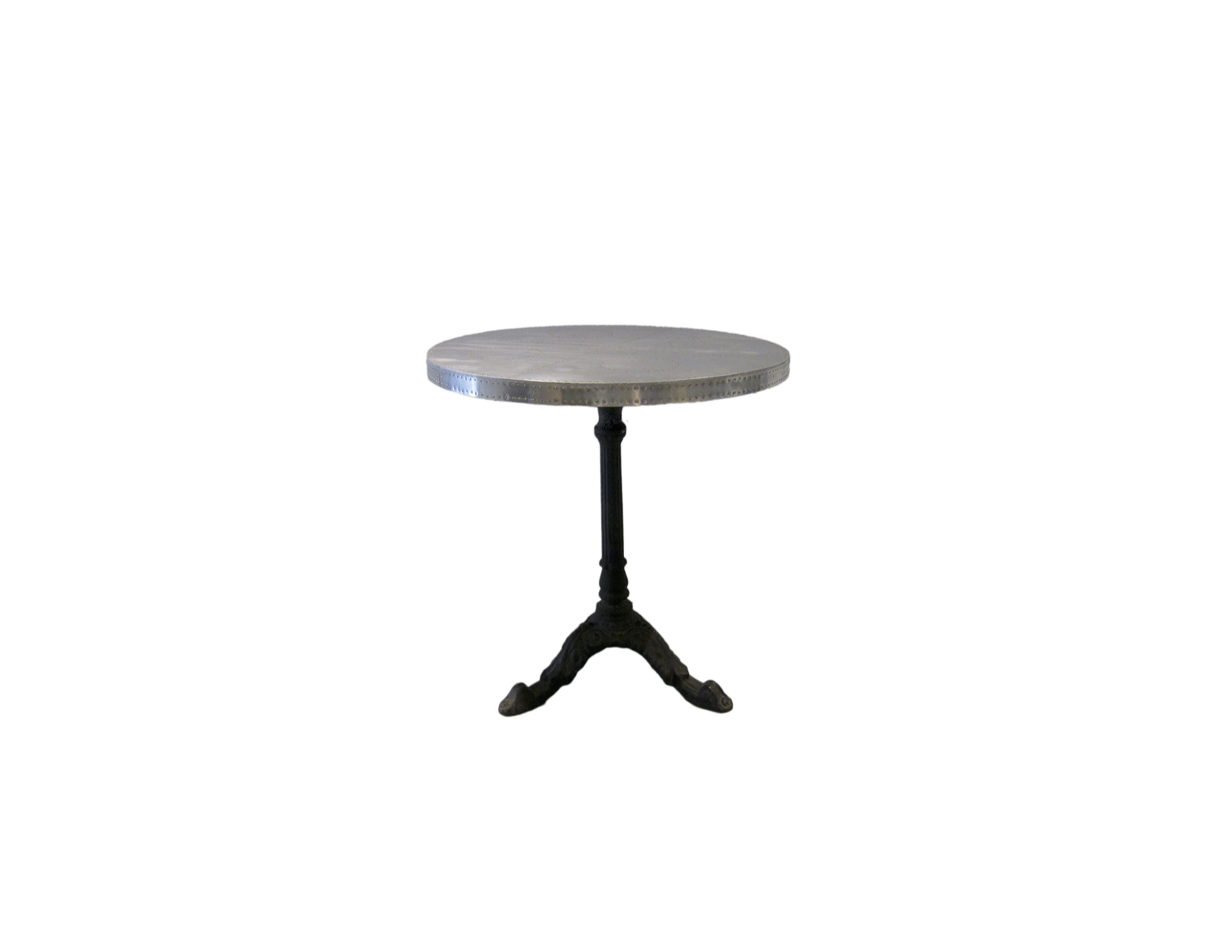 Aluminum wrapped round accent table