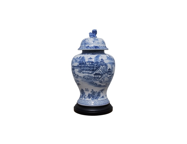 PORCELAIN CHINOISERIE TEMPLE JAR