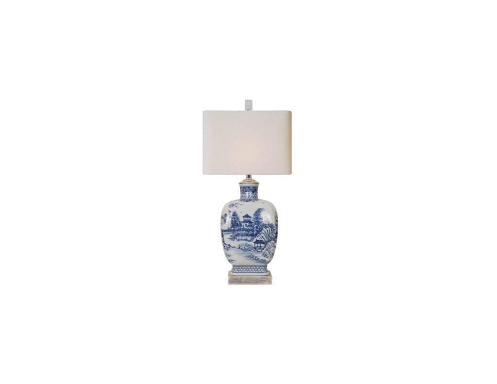 Modern Chinoiserie Silver Base Lamp