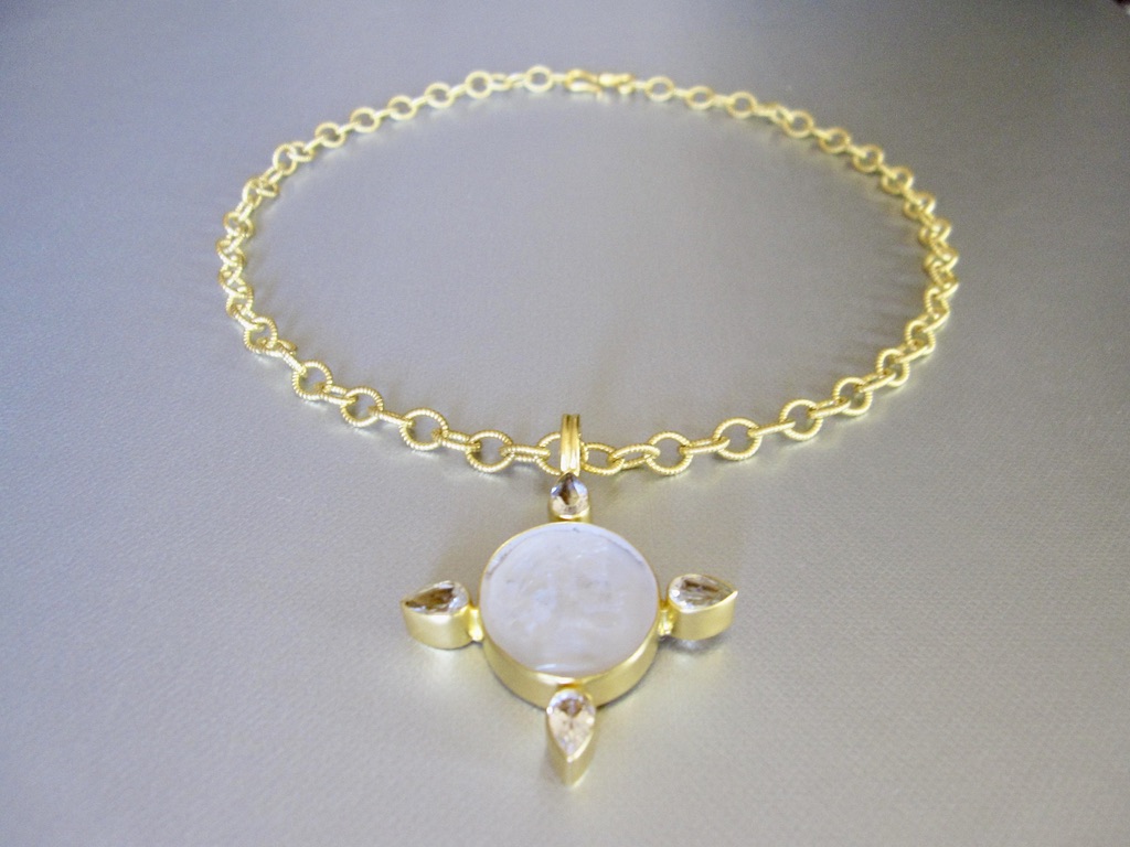 Dina Mackney Italian Glass & White Sapphire Necklace