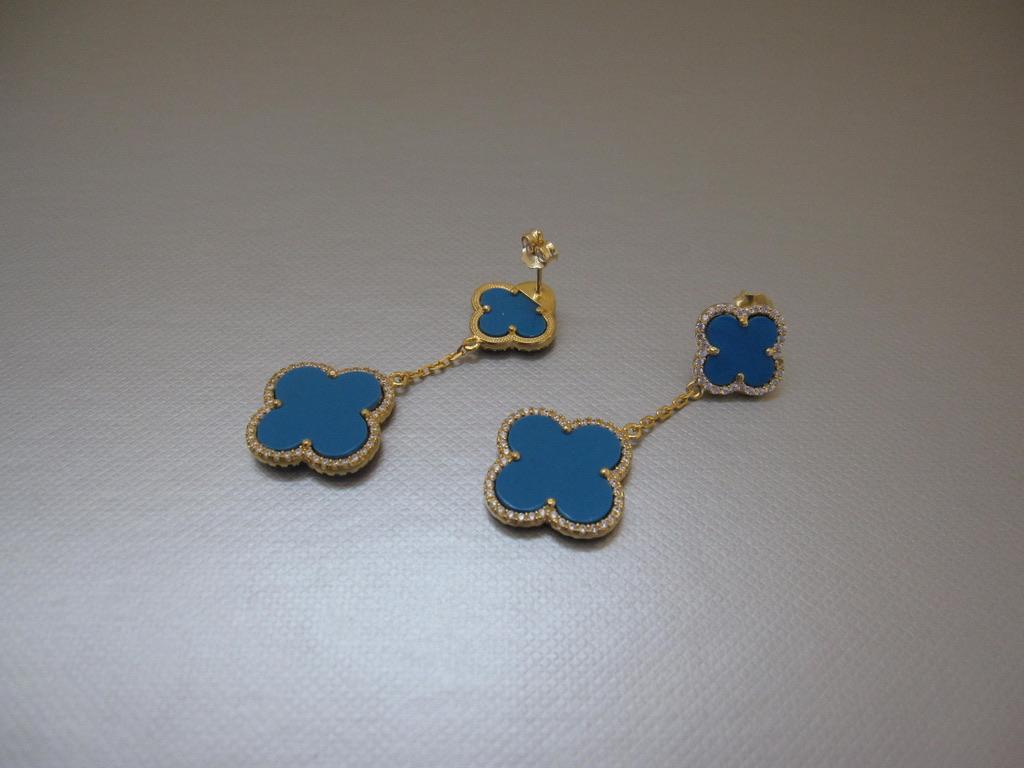 clover drop earrings pave cz