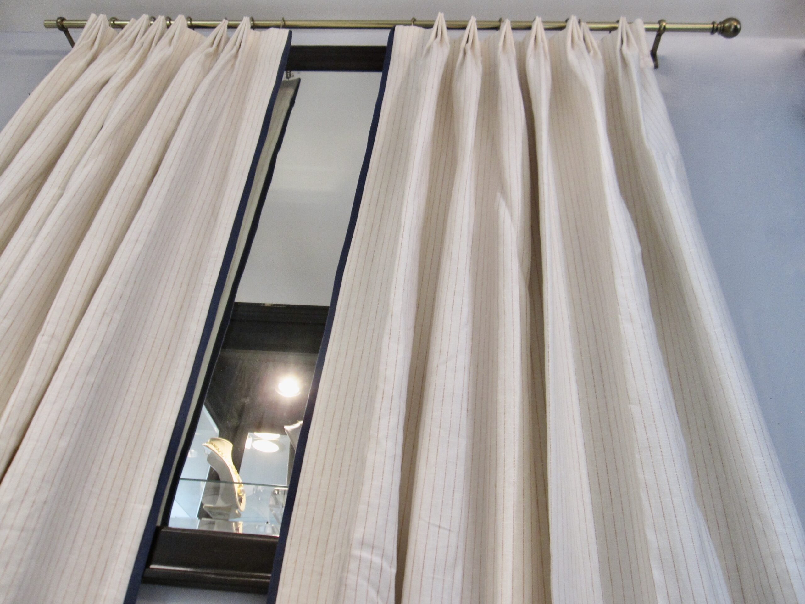 Custom Pinstripe Linen Drapes - EC Home