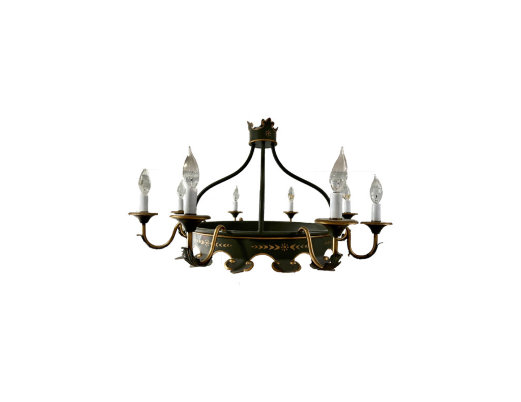 8 arm tole painted chandelier